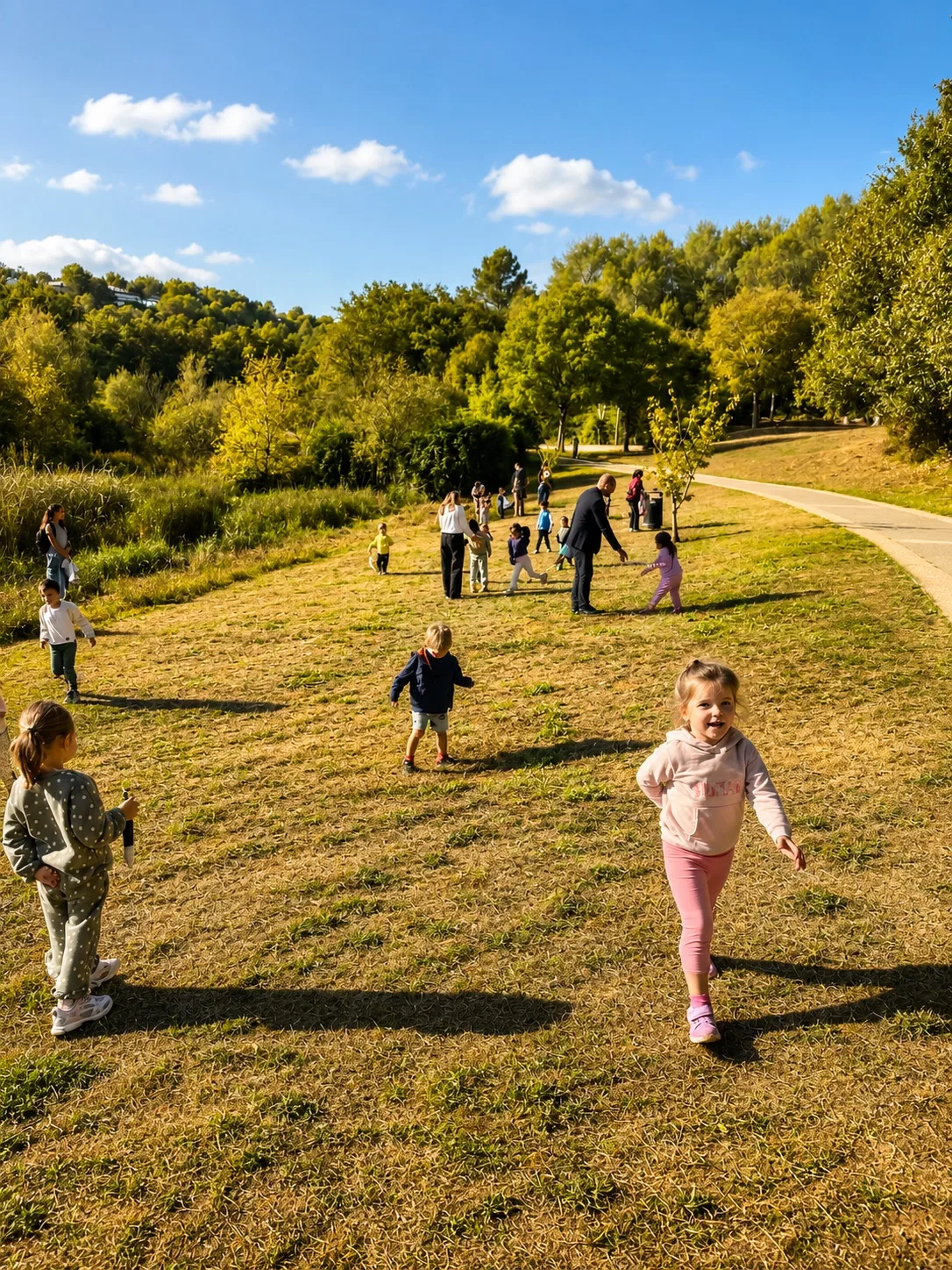 Enfants apprenant en extérieur dans la nature