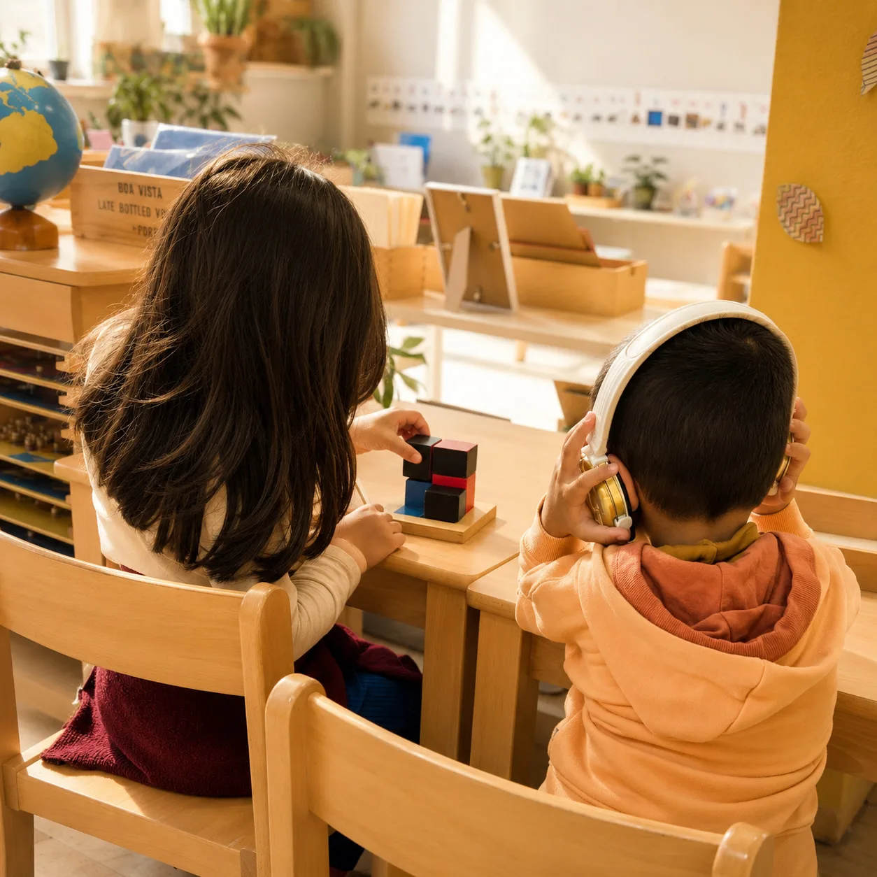 Hands manipulating learning objects