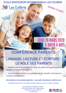 Conférence parents : "Langage, lecture et écriture : le rôle des parents" / Language and literacy : the parent’s role
