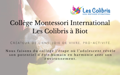 Ouverture en septembre 2020 de notre collège Montessori International