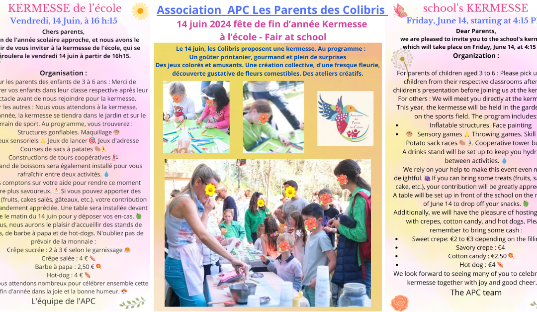 Kermesse fête fin d’année APC Parents