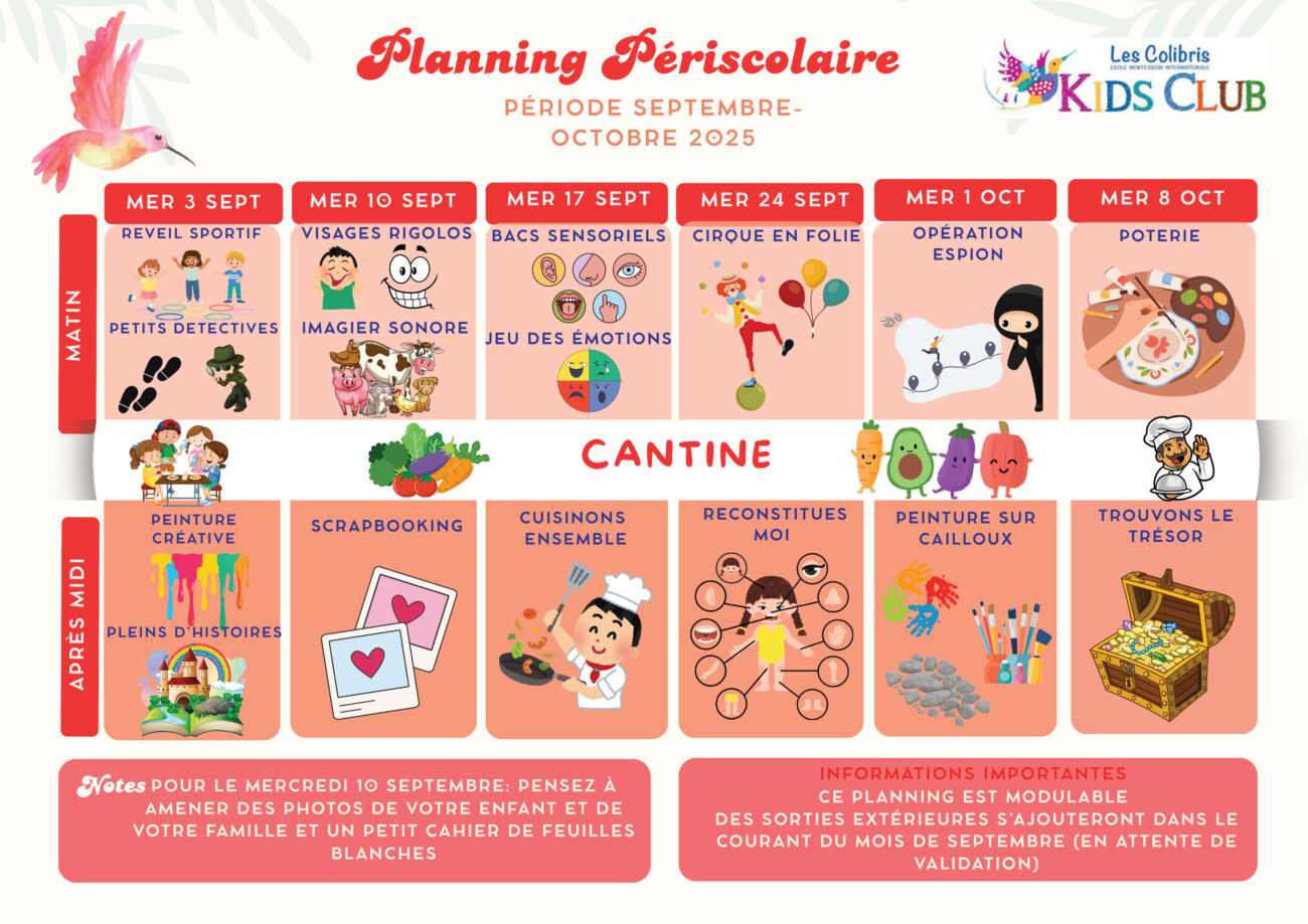 Planning Semaine Sport Repas Illustrations Rose et Jaune