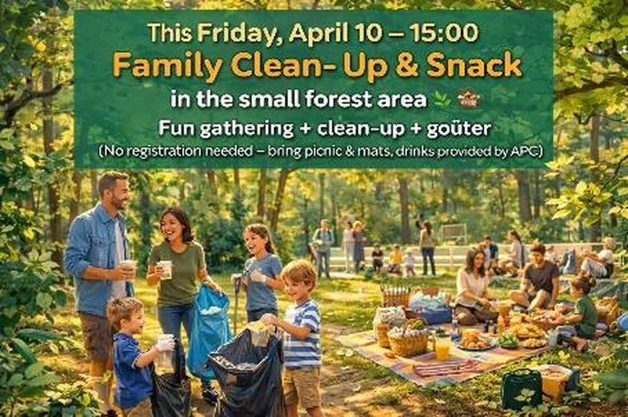 Family clean-up & snack in the little wood